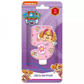 Свеча для торта нд плэй щенячий патруль цифра 5 с героем для девочек