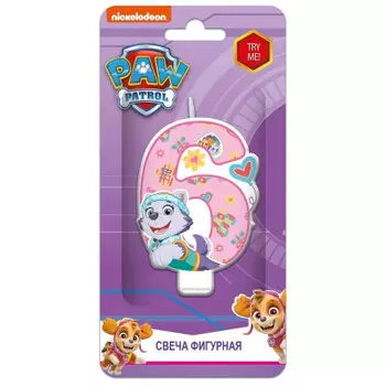 Свеча для торта нд плэй щенячий патруль цифра 6 с героем для девочек