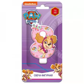 Свеча для торта нд плэй щенячий патруль цифра 8 с героем для девочек