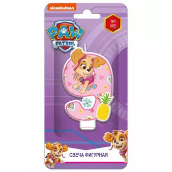 Свеча для торта нд плэй щенячий патруль цифра 9 с героем для девочек