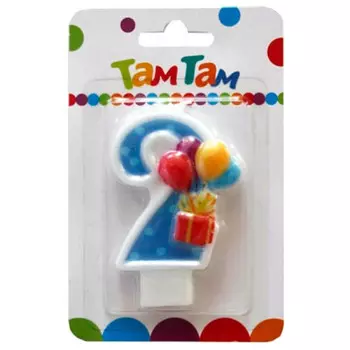 Свеча для торта Подарок 7,6 см цифра 2 622069