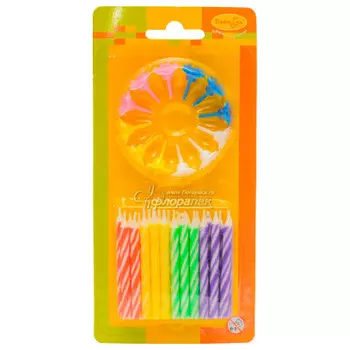 Свечи 2-х цветные 24/12шт с держателями 6см