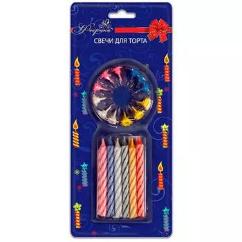 Свечи для торта Феерика 12шт 8см ф-691