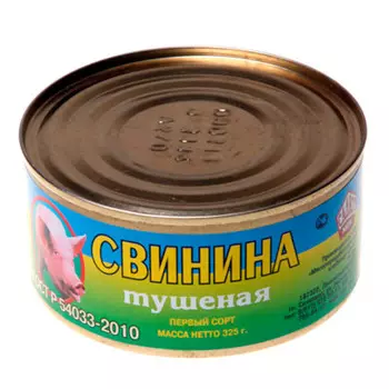 Свинина тушеная просто мясо 325 г гост в/с ж/б