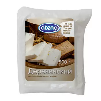 Сыр деревенский 500 г 45% в рассоле в/уп атена