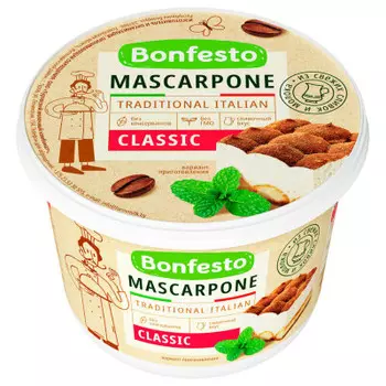 Сыр маскарпоне бонфесто 250 г 78% мягкий