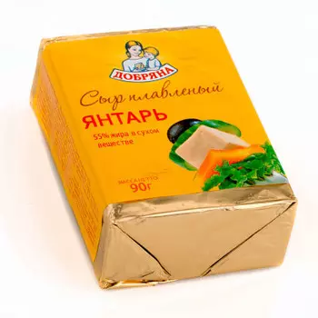 Сыр плавленный янтарь 90 г 55% добряна
