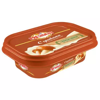 Сыр президент 200 г грибы плавленый ванночка