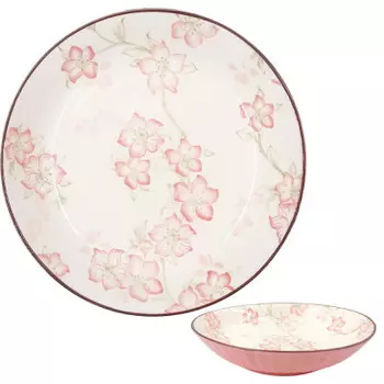 Тарелка суповая 21*4.5 см Европа керамика розовый ns8012