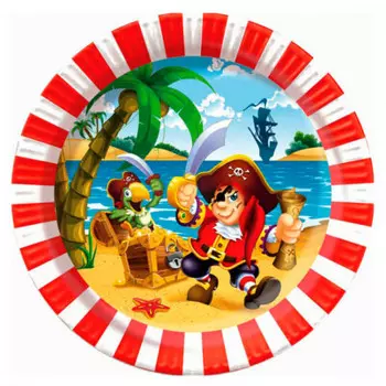 Тарелки бумажные ламинированные веселый пират 23 см 6 шт