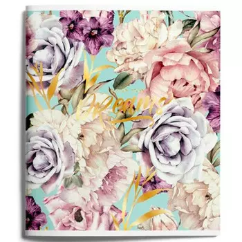 Тетрадь 48л клетка Lorex флористик коллекшион цветы на зеленом lxcbcl-fc