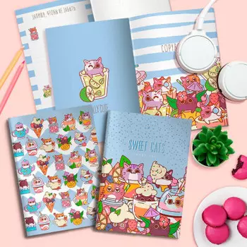 Тетрадь 48л точка лорекс евро 148х210 коктейльные котята а5