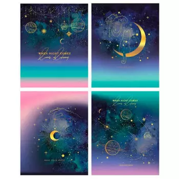 Тетрадь 96 л линия биджи ночь пришла тиснение фольгой а5