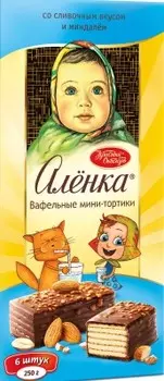 Торт вафельный аленка 250 г с миндалем и сливочным вкусом
