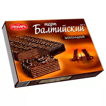 Торт вафельный балтийский 320 г шоколадный славянка