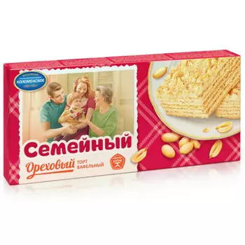 Торт вафельный Семейный 230г ореховый коломенское