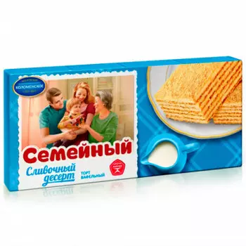 Торт вафельный Семейный 230г сливочный десерт коломенское