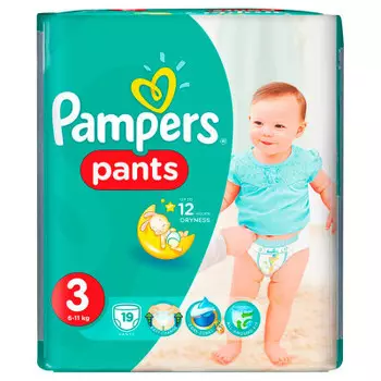 Трусики-подгузники Pampers Pants 19шт миди 6-11кг для мальчиков и девочек