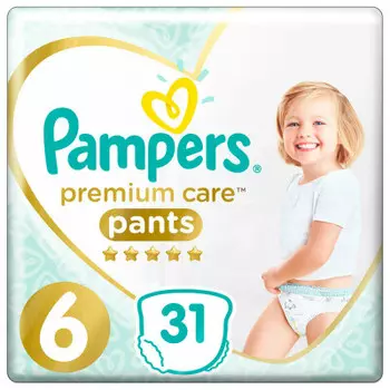 Трусики-подгузники памперс премиум пантс 31 шт экстра лардж 15+кг 6 для мальчиков и девоч