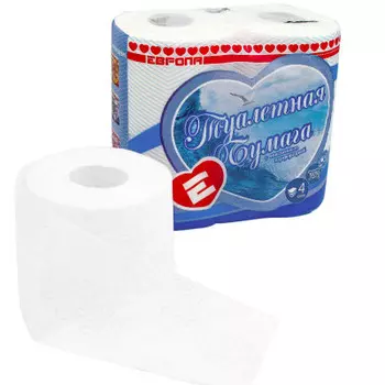 Туалетная бумага Европа 4шт 4-х слойная белая