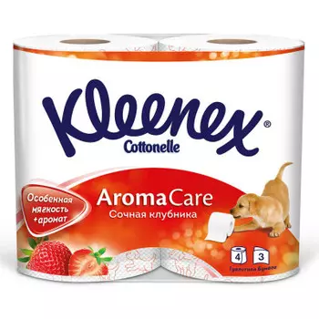 Туалетная бумага Kleenex 4шт 3-х сл сочная клубника