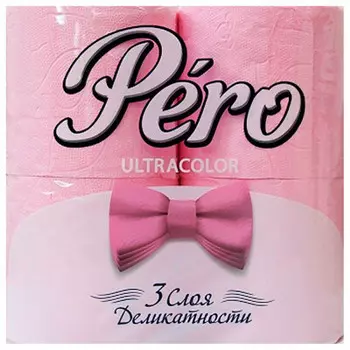 Туалетная бумага Pero Ultracolor 4шт трех слойная розовая