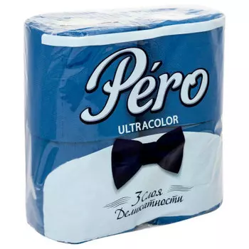 Туалетная бумага Pero Ultracolor 4шт трех слойная синяя