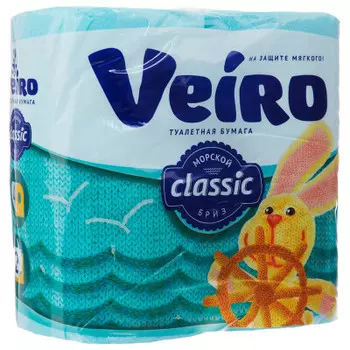 Туалетная бумага виеро классик 4 шт 2-х слойная голубая