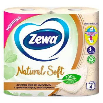 Туалетная бумага Zewa Natural Soft 4шт 4-х слойная