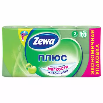 Туалетная бумага Zewa плюс 8шт 2-х слойная яблоко
