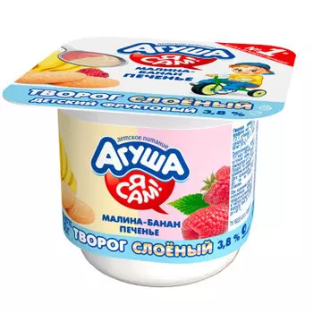 Творог Агуша я сам 100г 3,8% малина банан печенье