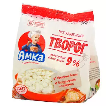 Творог Амка 9% 200г пакет