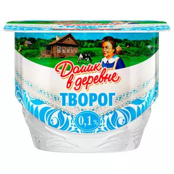 Творог домик в деревне 170г 0,1% мягкий стакан