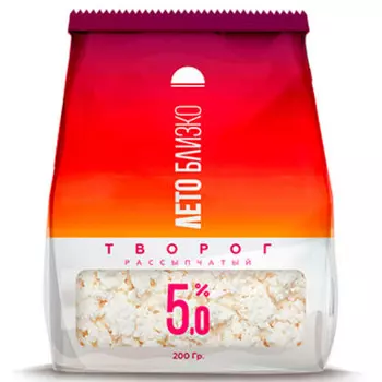 Творог лето близко 500 г 5% рассыпчатый