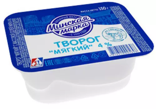 Творог минская марка 150г 4% мягкий