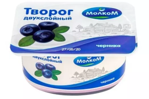 Творог молком 125 г 6% черника двухслойный