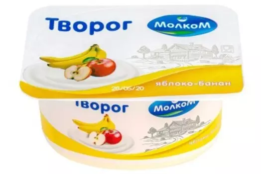 Творог молком 125 г 6% яблоко банан мягкий