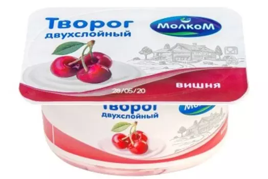 Творог молком 125 г 6% вишня двухслойный
