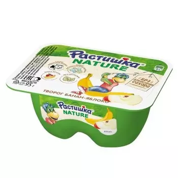 Творог растишка nature 95 г 3, 5% яблоко банан