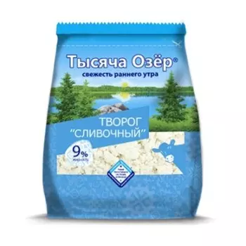 Творог тысяча озёр 350 г 9% сливочный