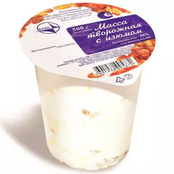 Творожная масса изюм 500г 20%