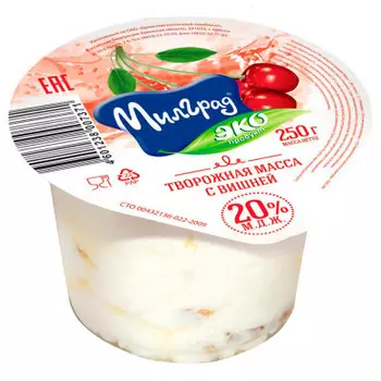 Творожная масса милград 250 г 20% с вишней