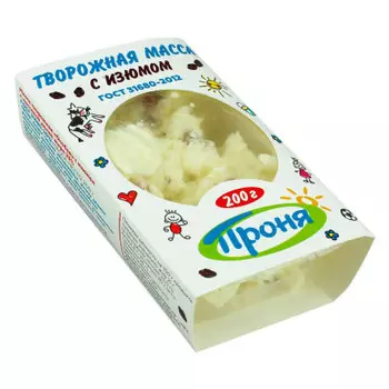 Творожная масса проня 200 г 23% с изюмом