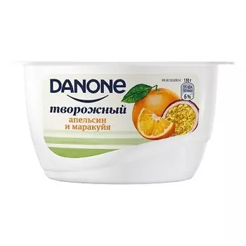 Творожный продукт данон 130 г 3, 6% апельсин маракуйя