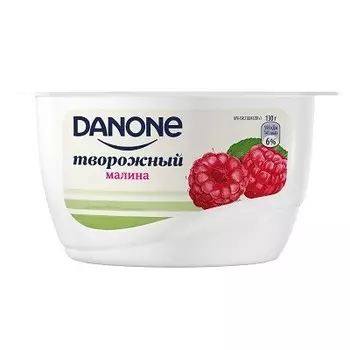 Творожный продукт данон 130 г 3, 6% малина