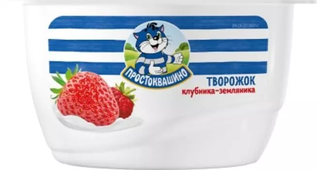 Творожный продукт простоквашино 130 г 3, 6% творожок клубника земляника