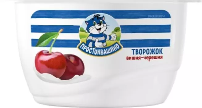 Творожный продукт простоквашино 130 г 3, 6% творожок вишня черешня