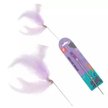 Удочка-дразнилка для кошек Европа фиолетовый 43 см пластик/перья/металл tr-01
