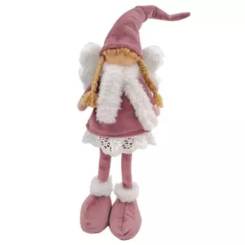 Украшение декоративное в виде ангела 11x6x42,5см пепельно-розовый+белый полиэстер/песок sysdla-49214