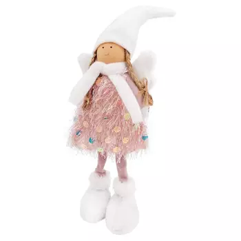 Украшение декоративное в виде ангела 12x6x40см пепельно-розовый+белый полиэстер/песок sysdla-492154